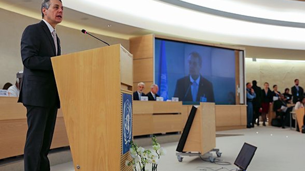 In his speech, Federal Councilor Ignazio Cassis emphasizes that the major challenges facing humanity can only be overcome by working together.