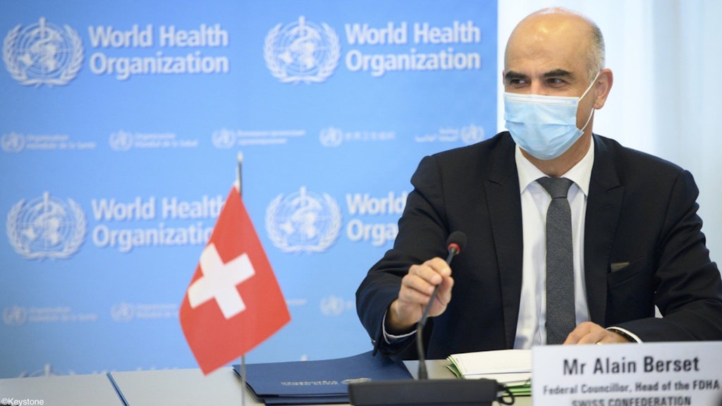 Federal Councilor Alain Berset at the headquarters of the World Health Orgnaization