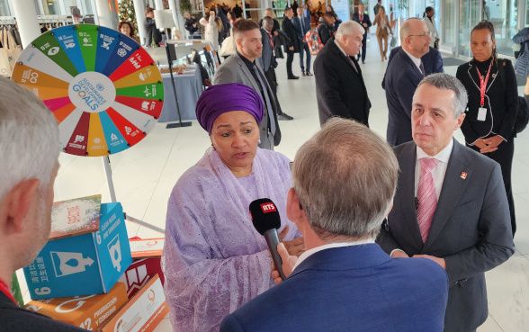 UN Deputy-Secretary-General Amina Mohammed together with President Ignazio Cassis at the GPEDC Summit.